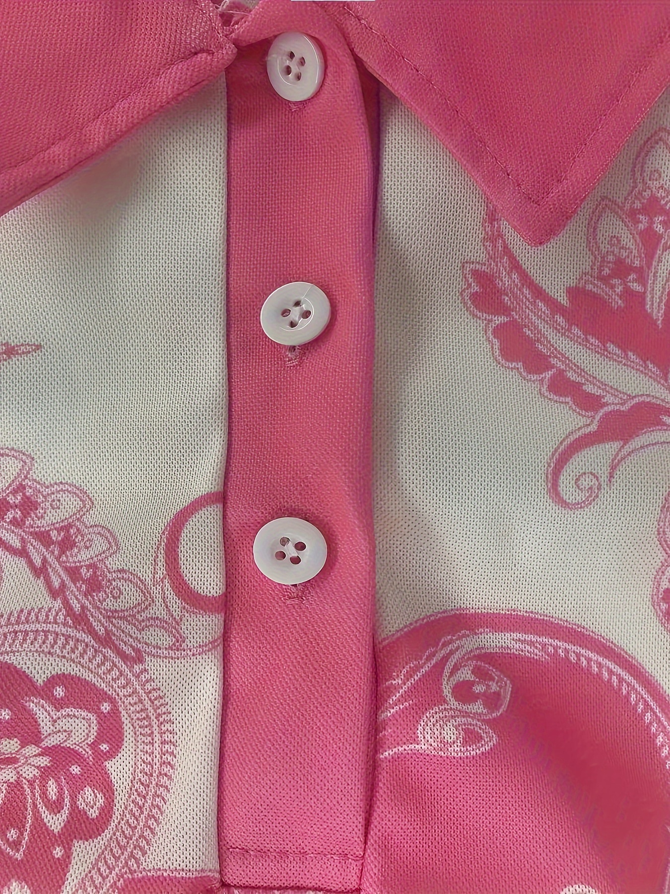 Paisley Print Short Sleeves Polo Shirt, Fashion Botton Sports Lapel Top For Running Tennis Golf, Women s Activewear details 3