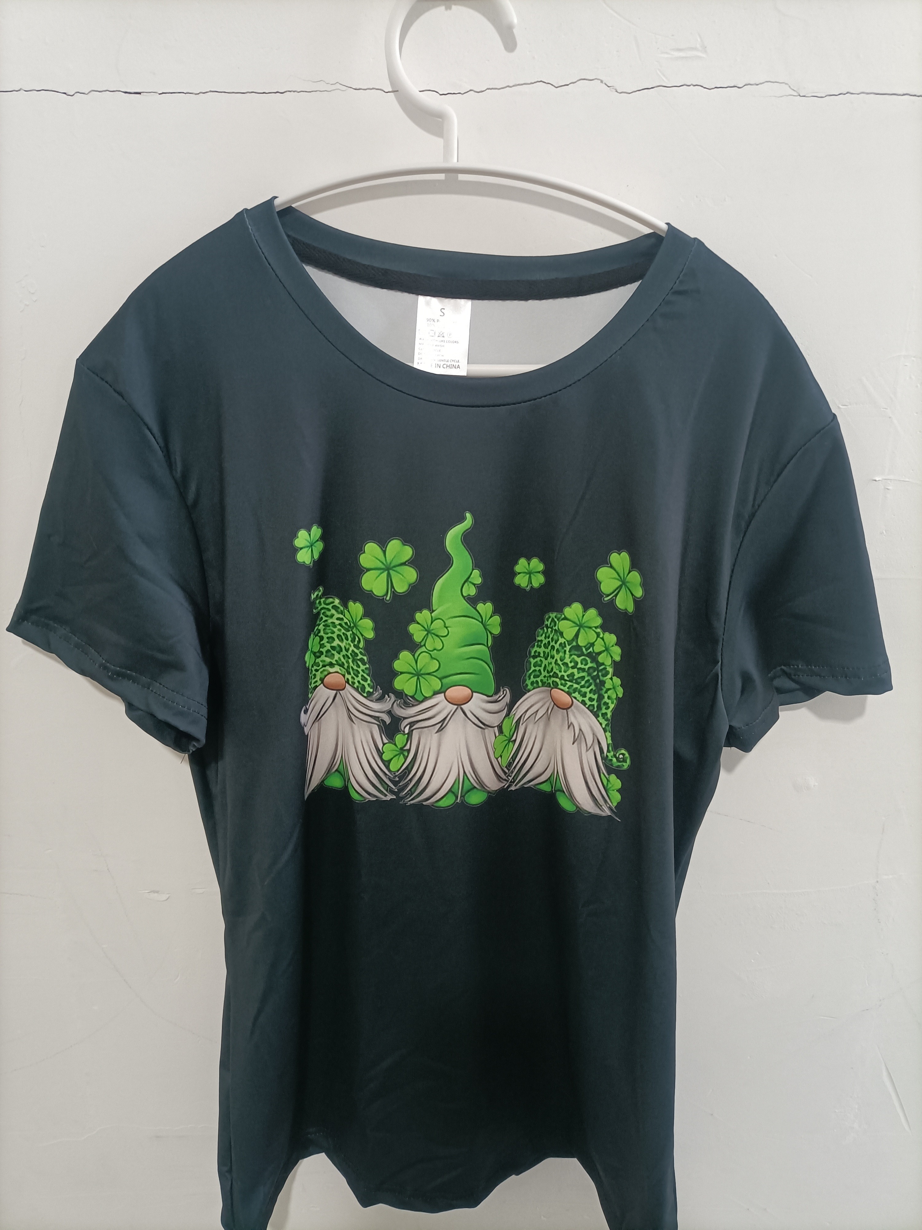 st patricks gnomes graphic round neck t shirt short sleeve casual sports tops womens activewear details 4