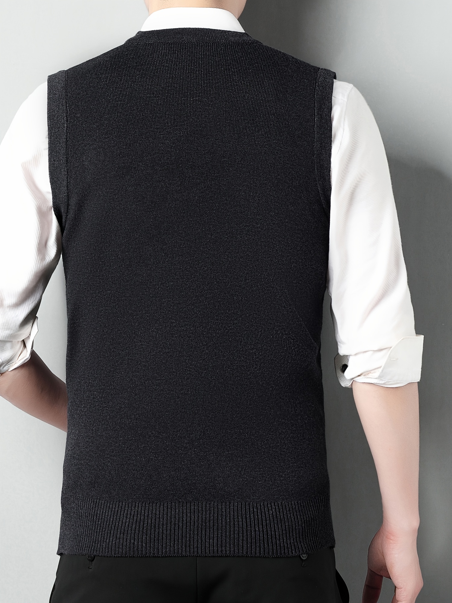mens v neck cable casual sleeveless knitted sweater vest mens clothing for autumn winter details 1