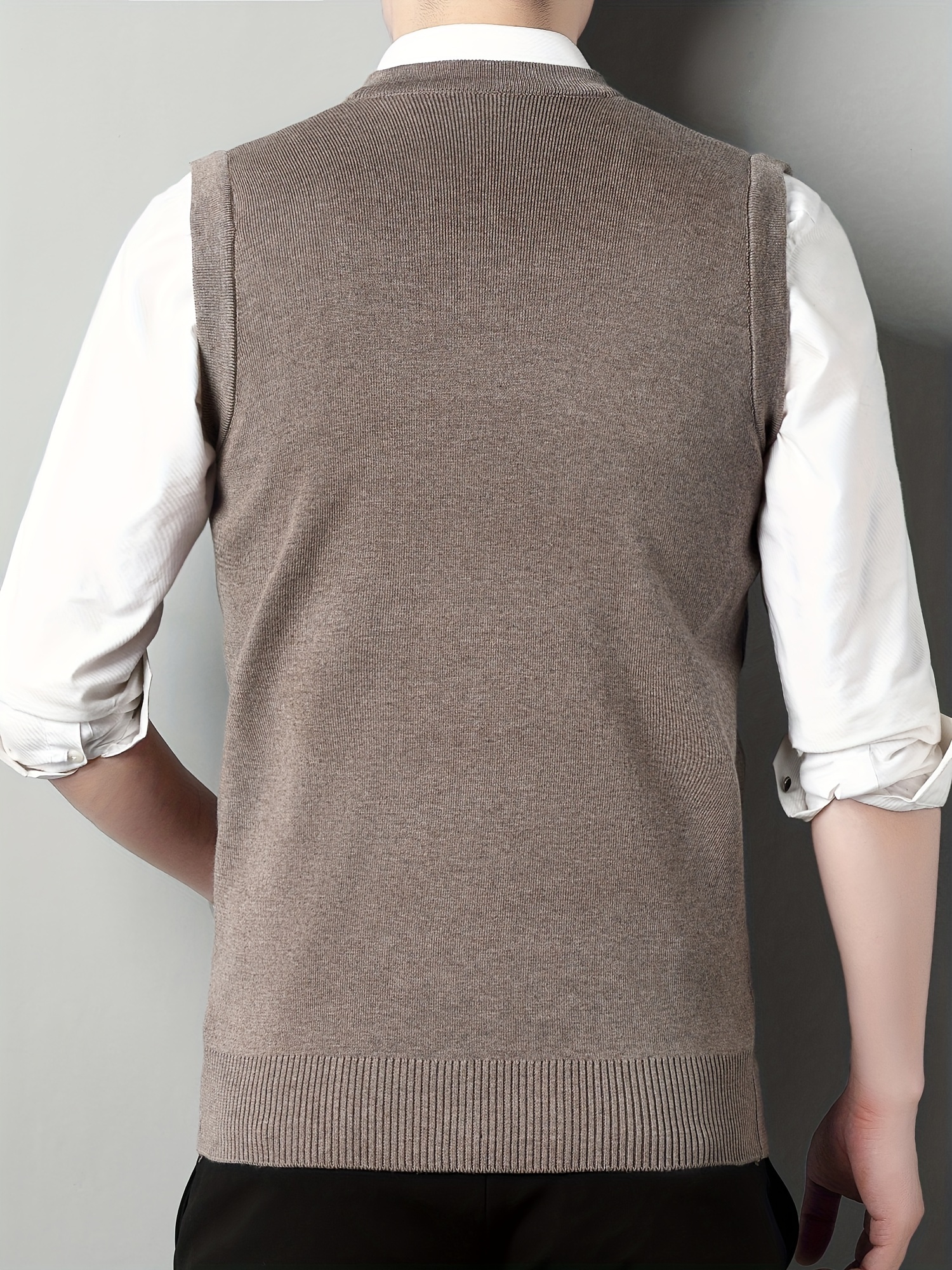 mens v neck cable casual sleeveless knitted sweater vest mens clothing for autumn winter details 6