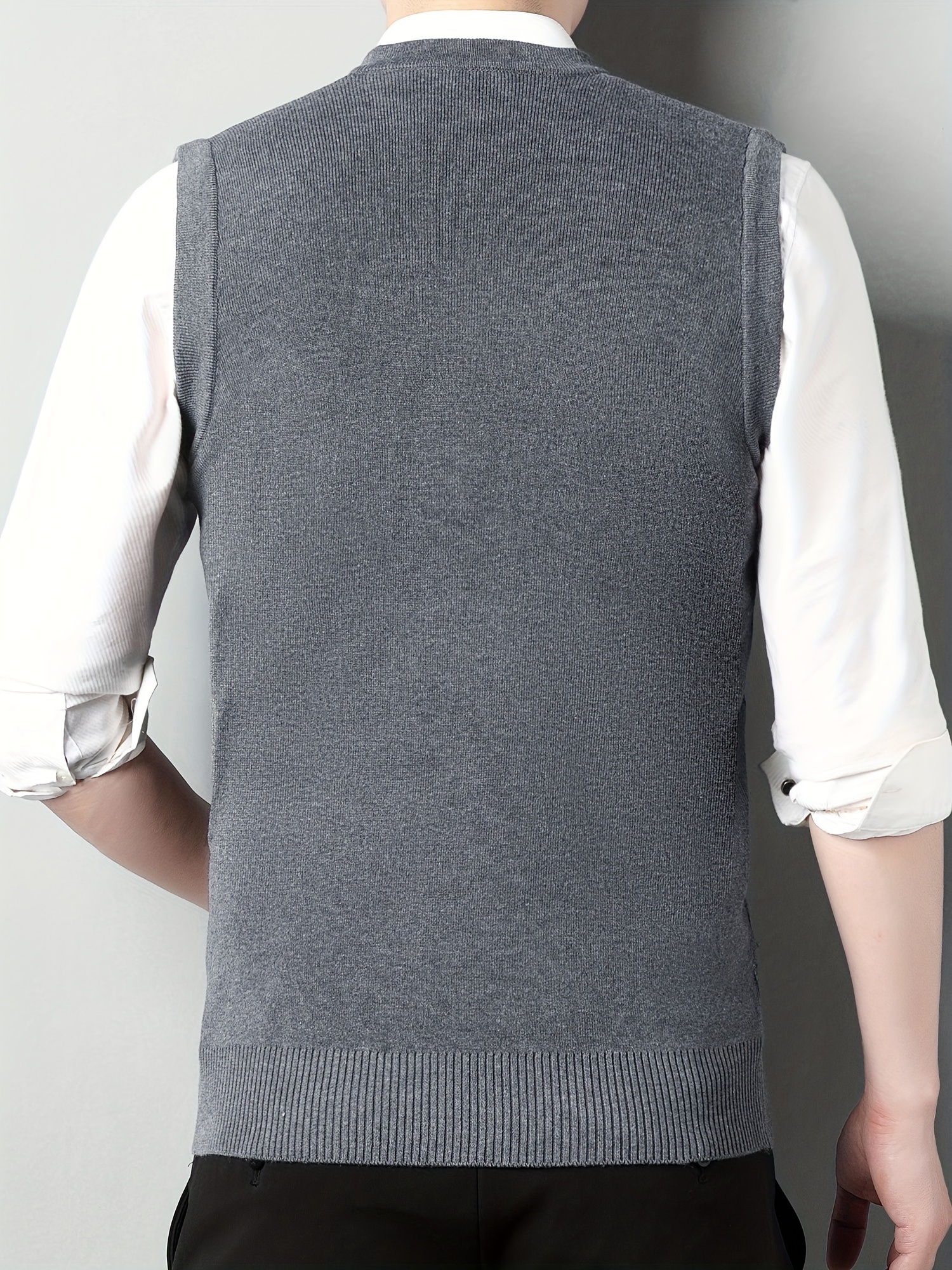 mens v neck cable casual sleeveless knitted sweater vest mens clothing for autumn winter details 10