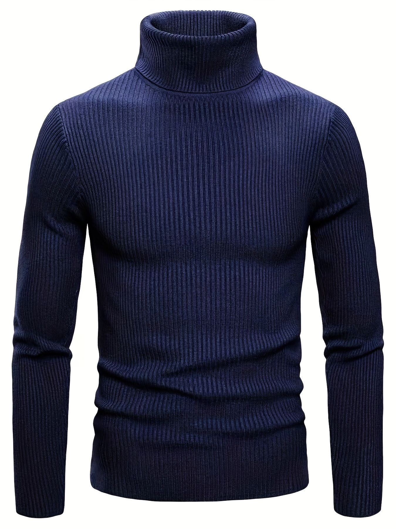 turtle neck knitted slim fit sweater mens casual warm solid high stretch pullover sweater for fall winter details 0