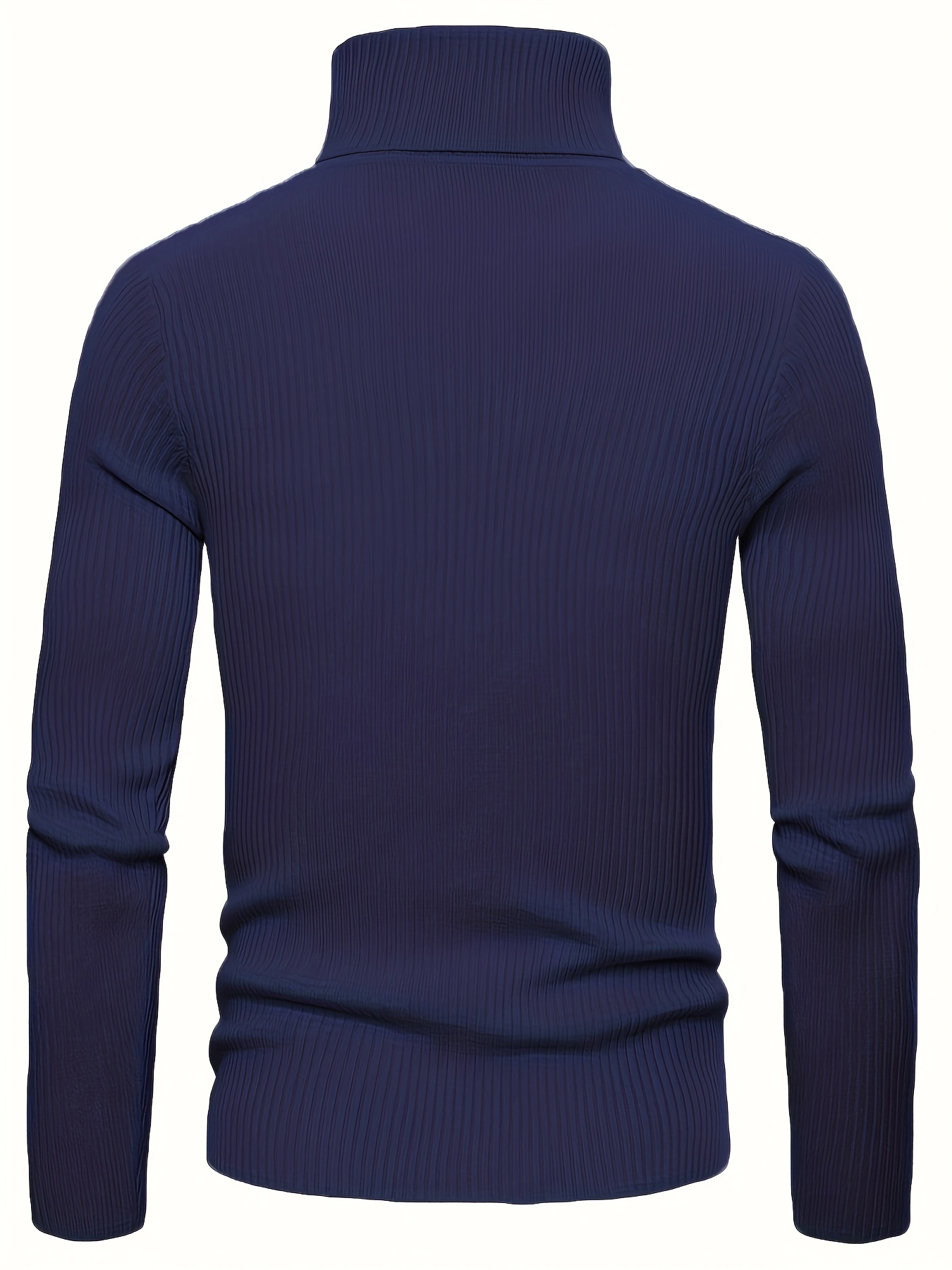 turtle neck knitted slim fit sweater mens casual warm solid high stretch pullover sweater for fall winter details 2