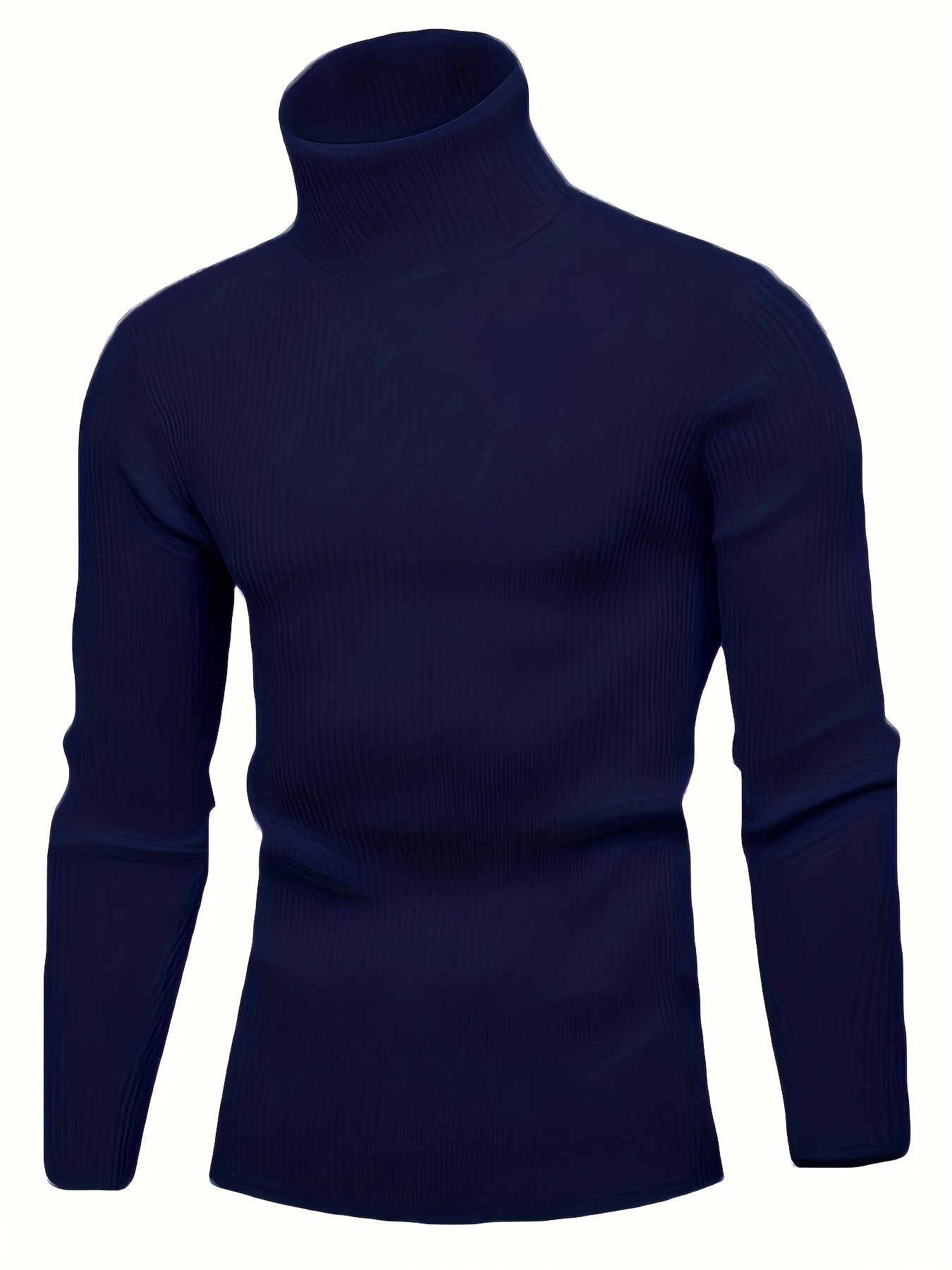 turtle neck knitted slim fit sweater mens casual warm solid high stretch pullover sweater for fall winter details 4