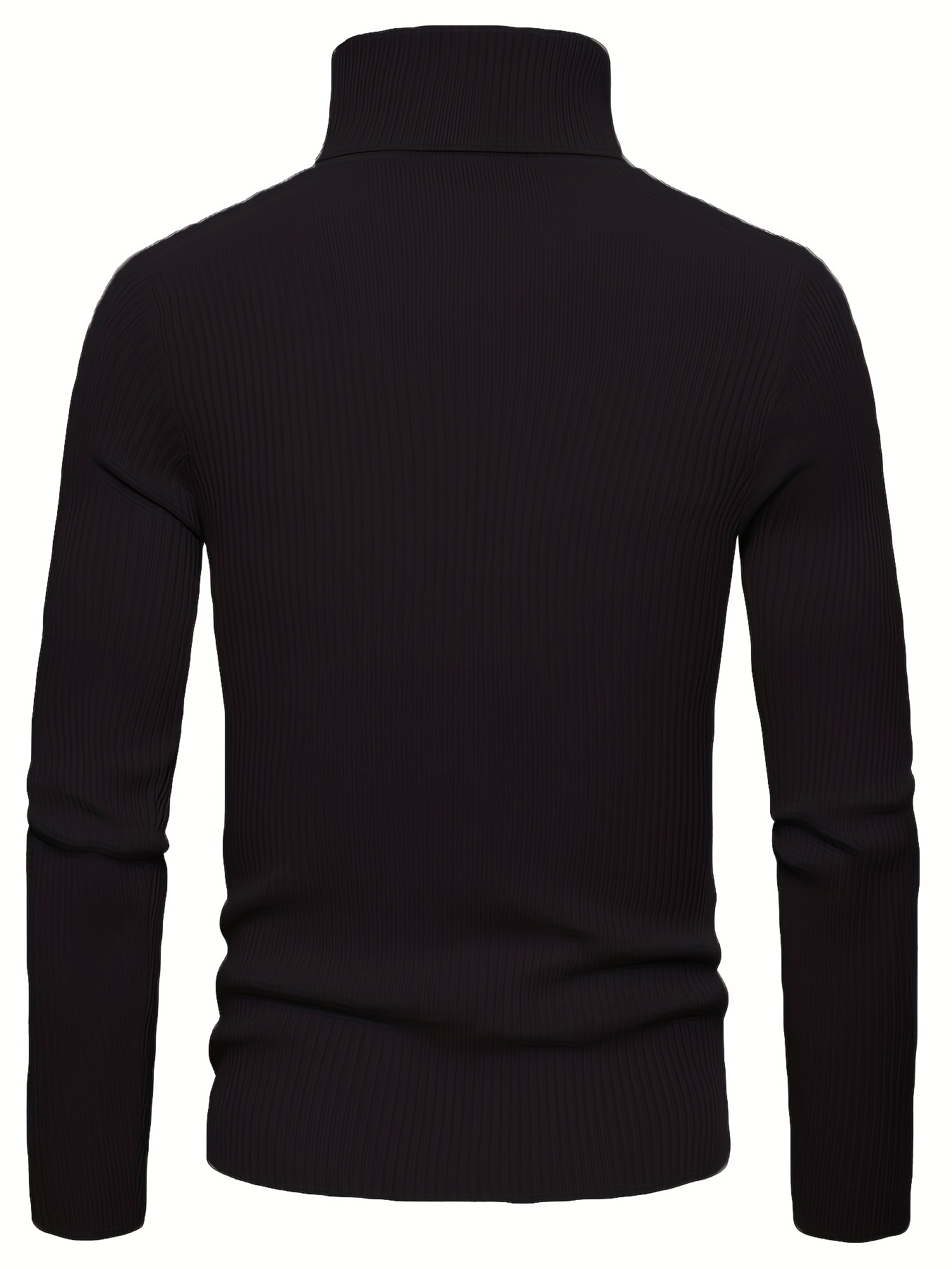 turtle neck knitted slim fit sweater mens casual warm solid high stretch pullover sweater for fall winter details 6