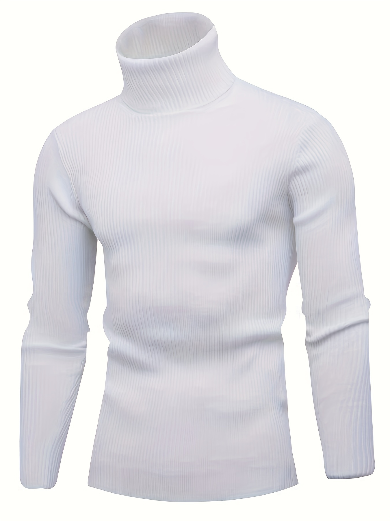 turtle neck knitted slim fit sweater mens casual warm solid high stretch pullover sweater for fall winter details 13