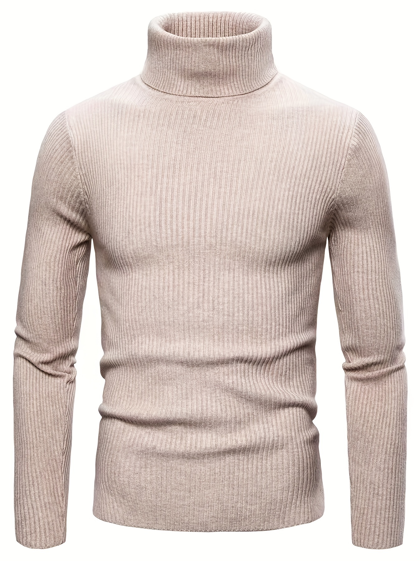 turtle neck knitted slim fit sweater mens casual warm solid high stretch pullover sweater for fall winter details 15