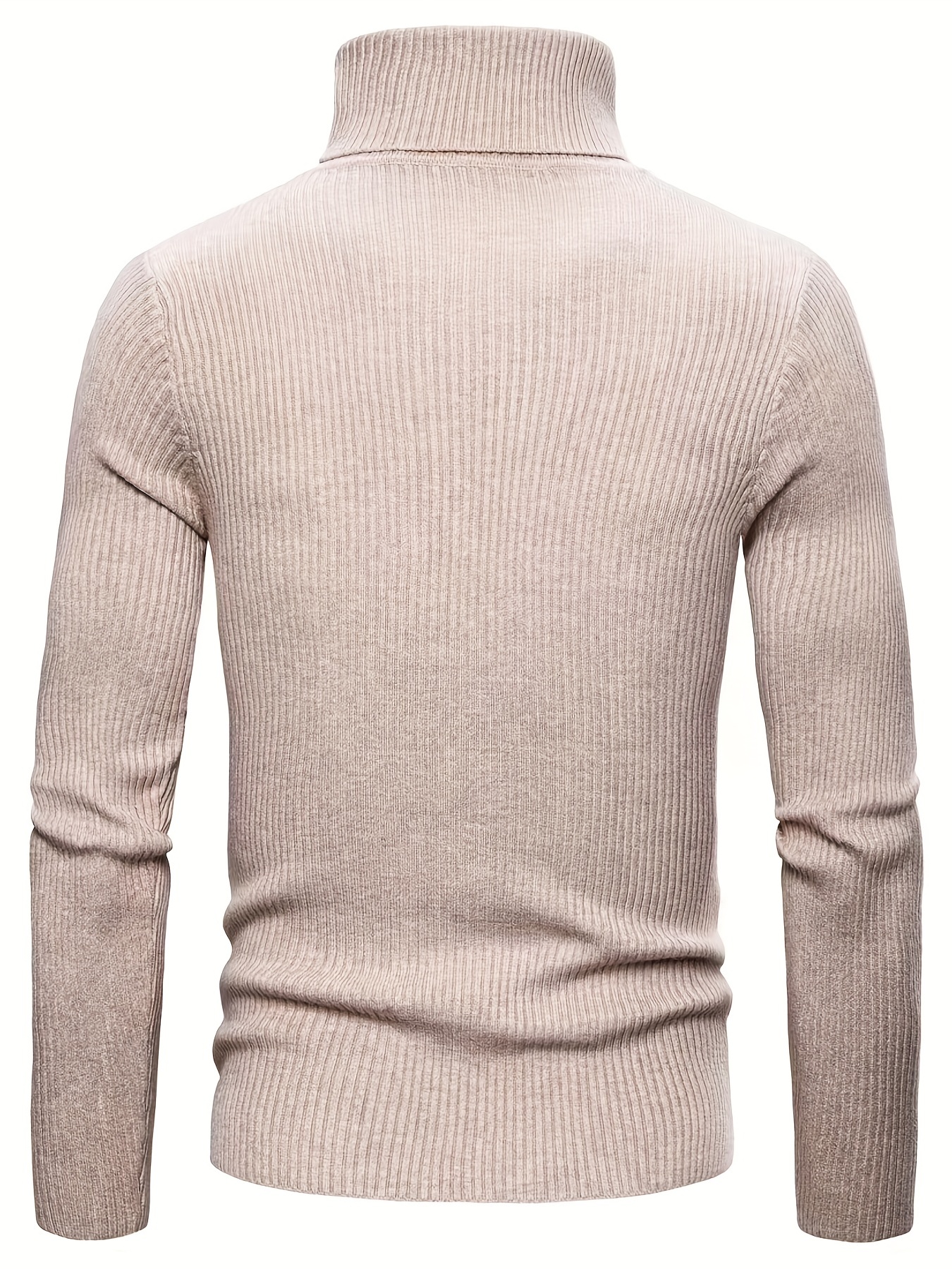 turtle neck knitted slim fit sweater mens casual warm solid high stretch pullover sweater for fall winter details 18