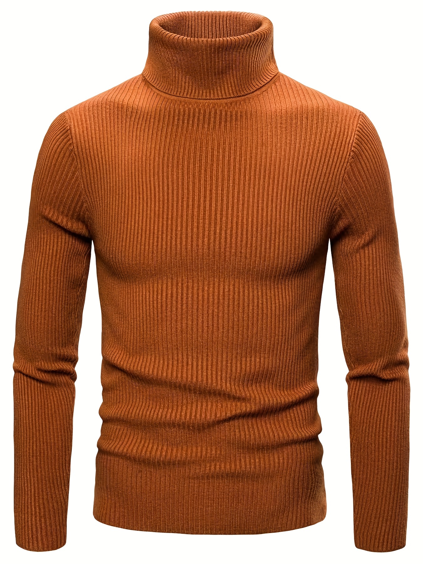 turtle neck knitted slim fit sweater mens casual warm solid high stretch pullover sweater for fall winter details 20
