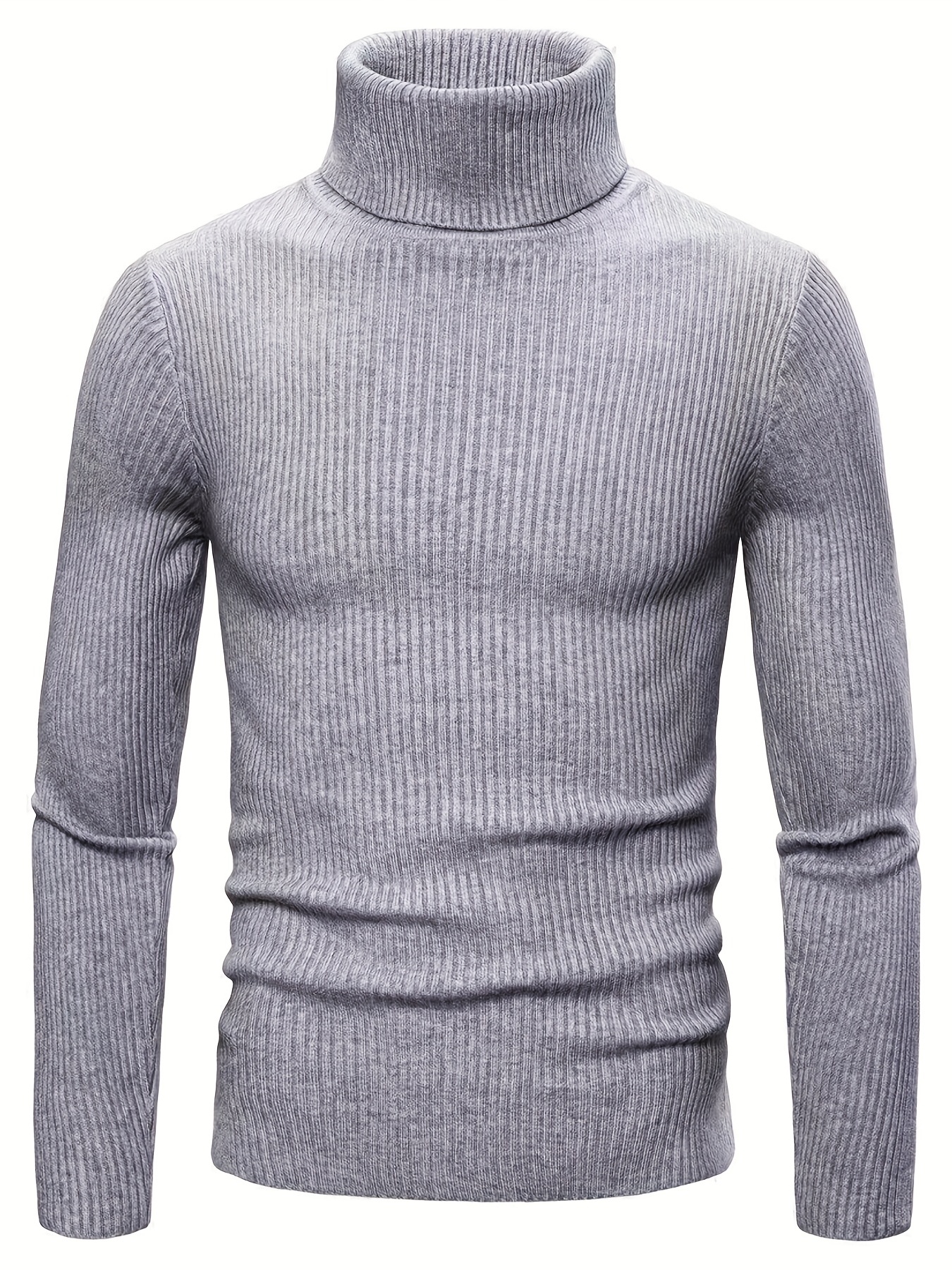 turtle neck knitted slim fit sweater mens casual warm solid high stretch pullover sweater for fall winter details 25