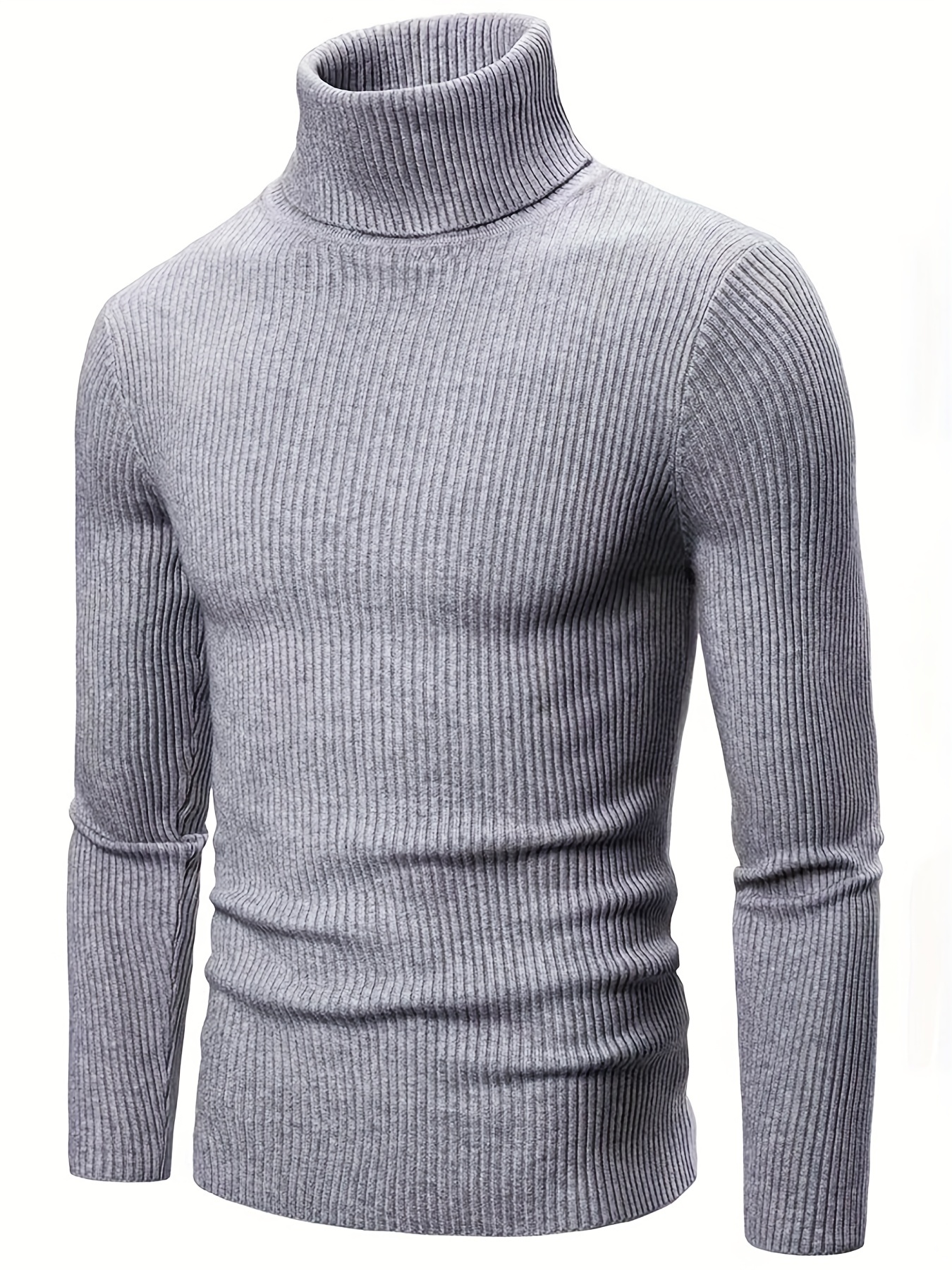 turtle neck knitted slim fit sweater mens casual warm solid high stretch pullover sweater for fall winter details 27