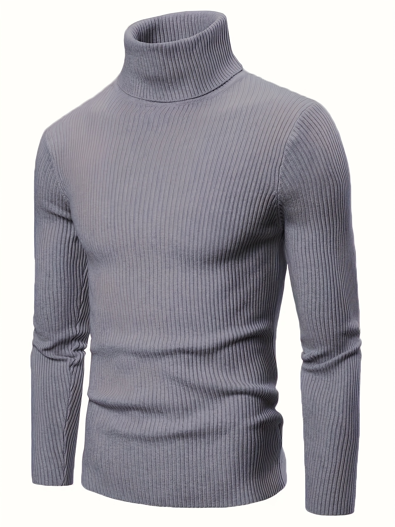turtle neck knitted slim fit sweater mens casual warm solid high stretch pullover sweater for fall winter details 30