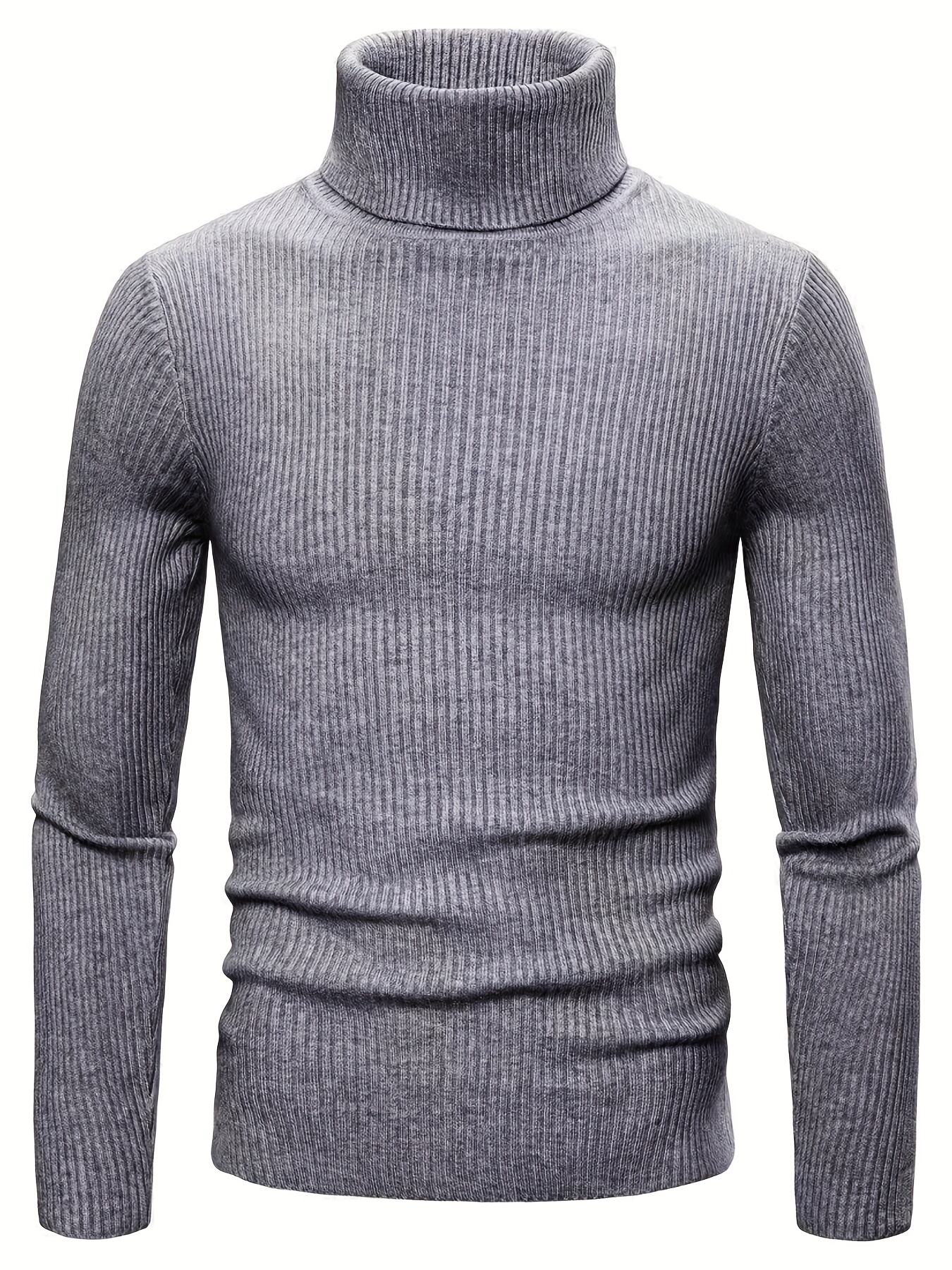 turtle neck knitted slim fit sweater mens casual warm solid high stretch pullover sweater for fall winter details 31