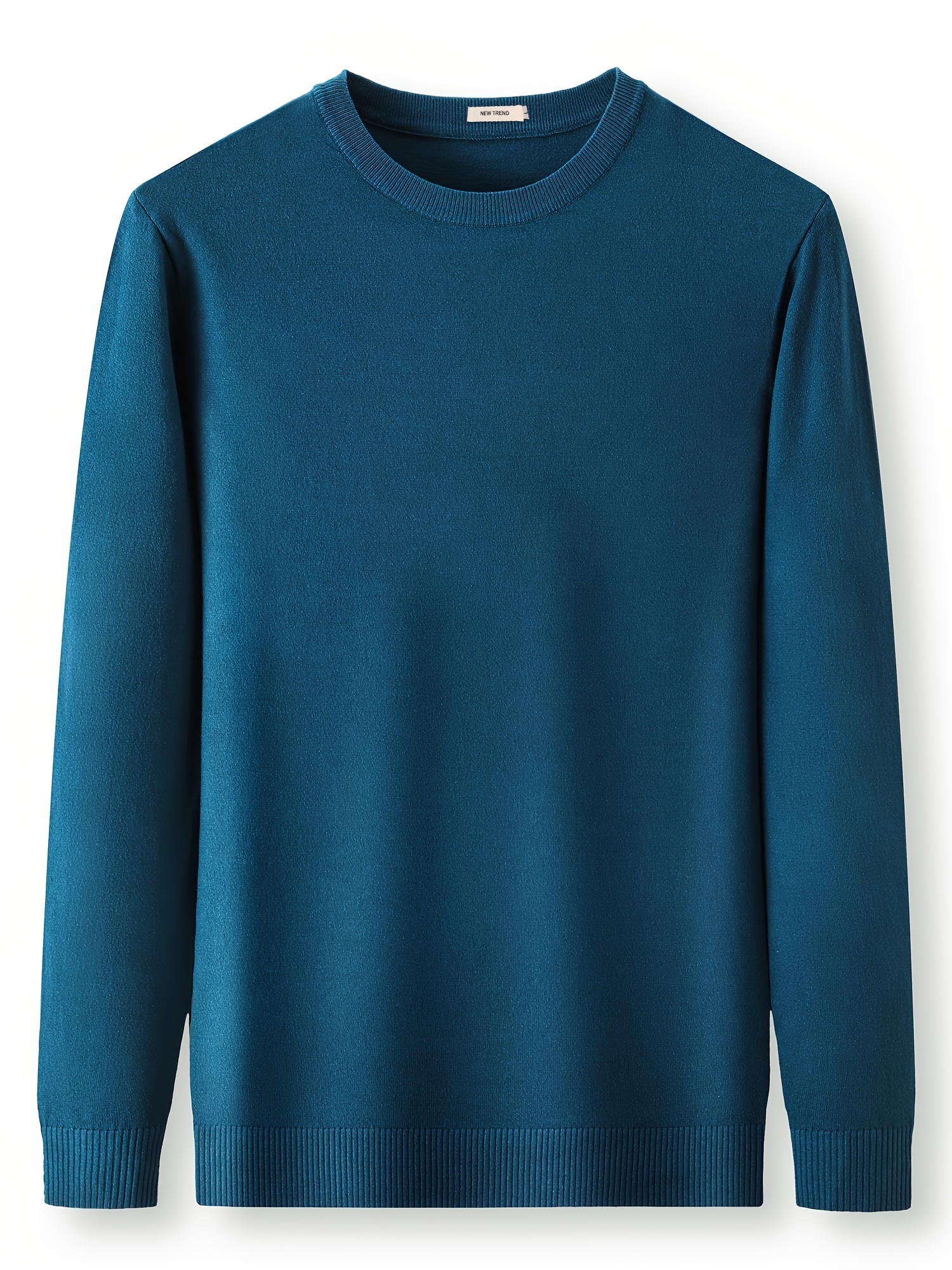 mens trendy solid knitted pullover casual slightly stretch breathable sweater for outdoor fall winter details 0