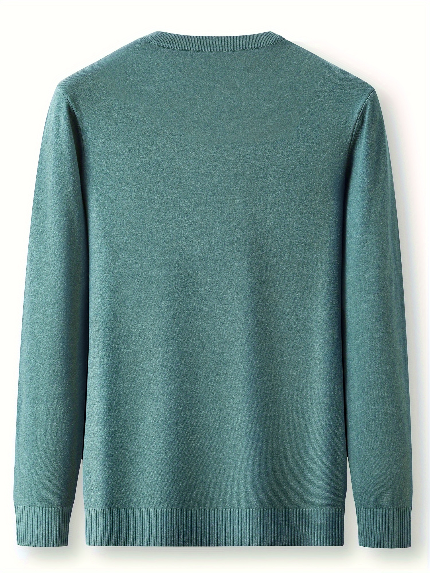 mens trendy solid knitted pullover casual slightly stretch breathable sweater for outdoor fall winter details 6