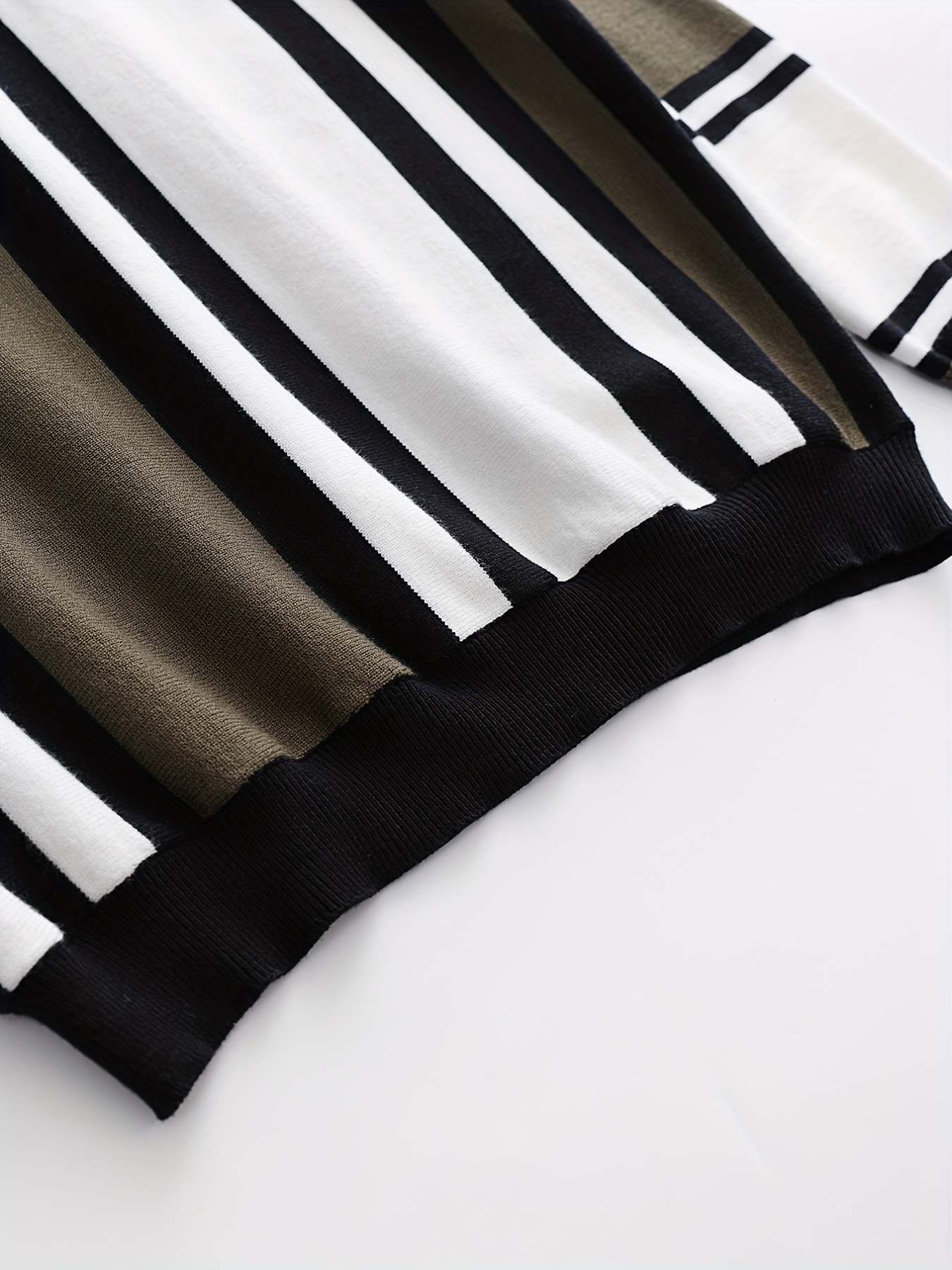 color block design chic sweater mens casual warm high stretch crew neck pullover sweater for fall winter details 1