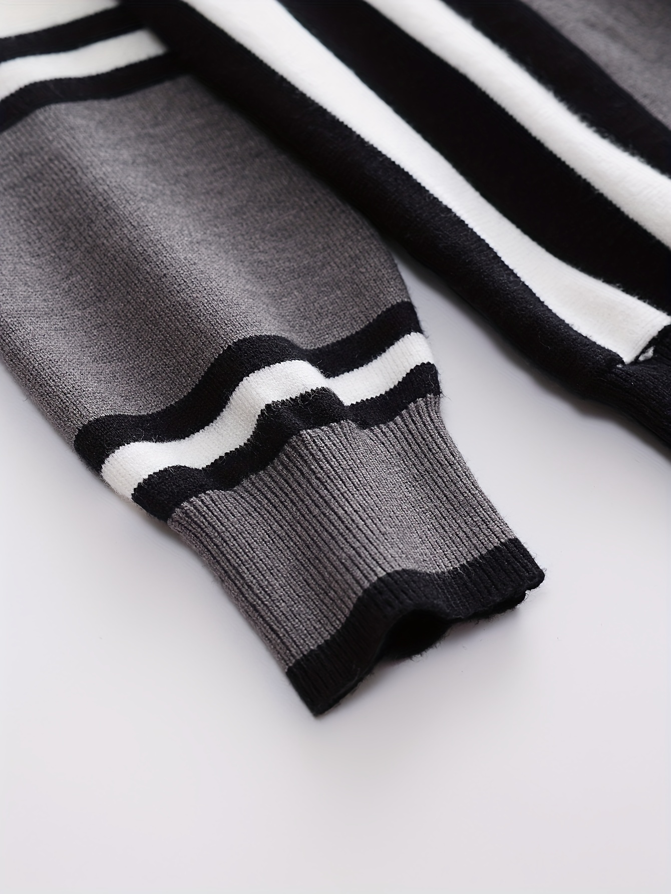 color block design chic sweater mens casual warm high stretch crew neck pullover sweater for fall winter details 14