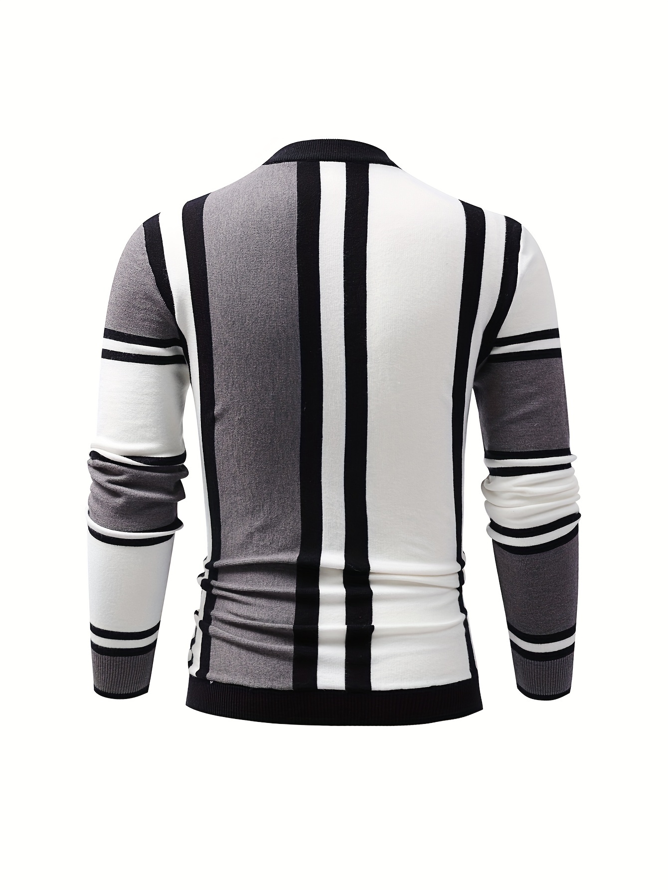 color block design chic sweater mens casual warm high stretch crew neck pullover sweater for fall winter details 16