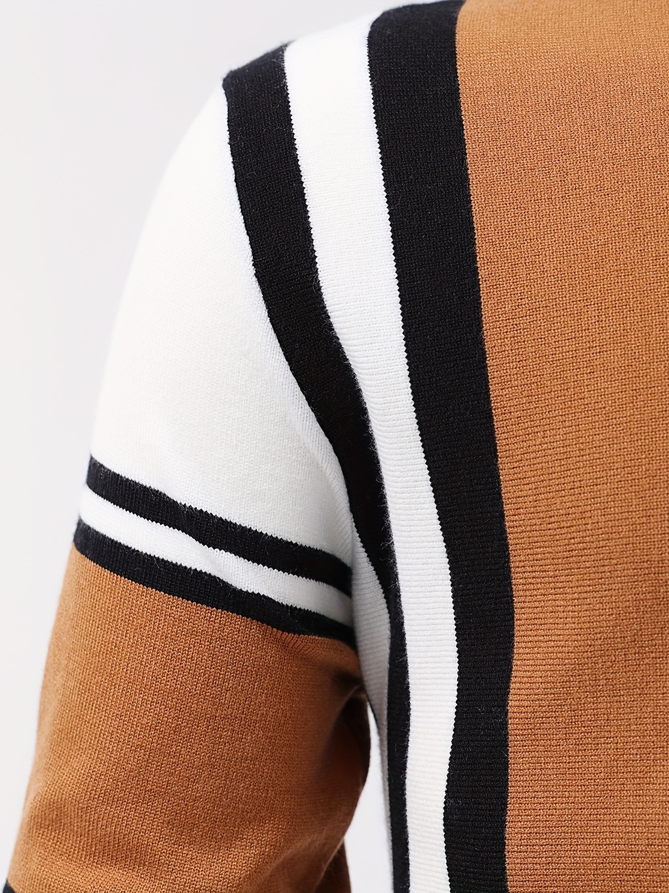 color block design chic sweater mens casual warm high stretch crew neck pullover sweater for fall winter details 25