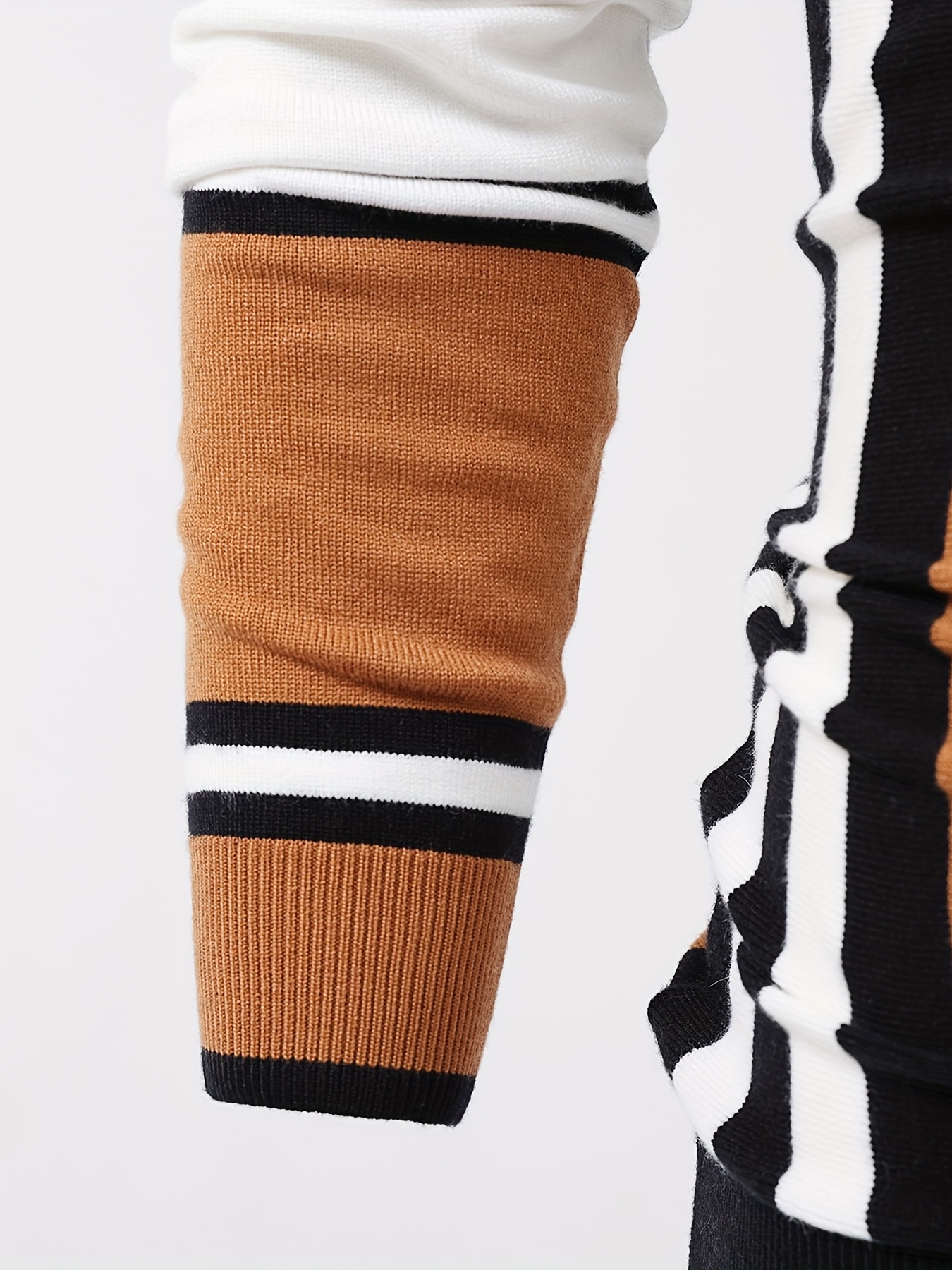 color block design chic sweater mens casual warm high stretch crew neck pullover sweater for fall winter details 26