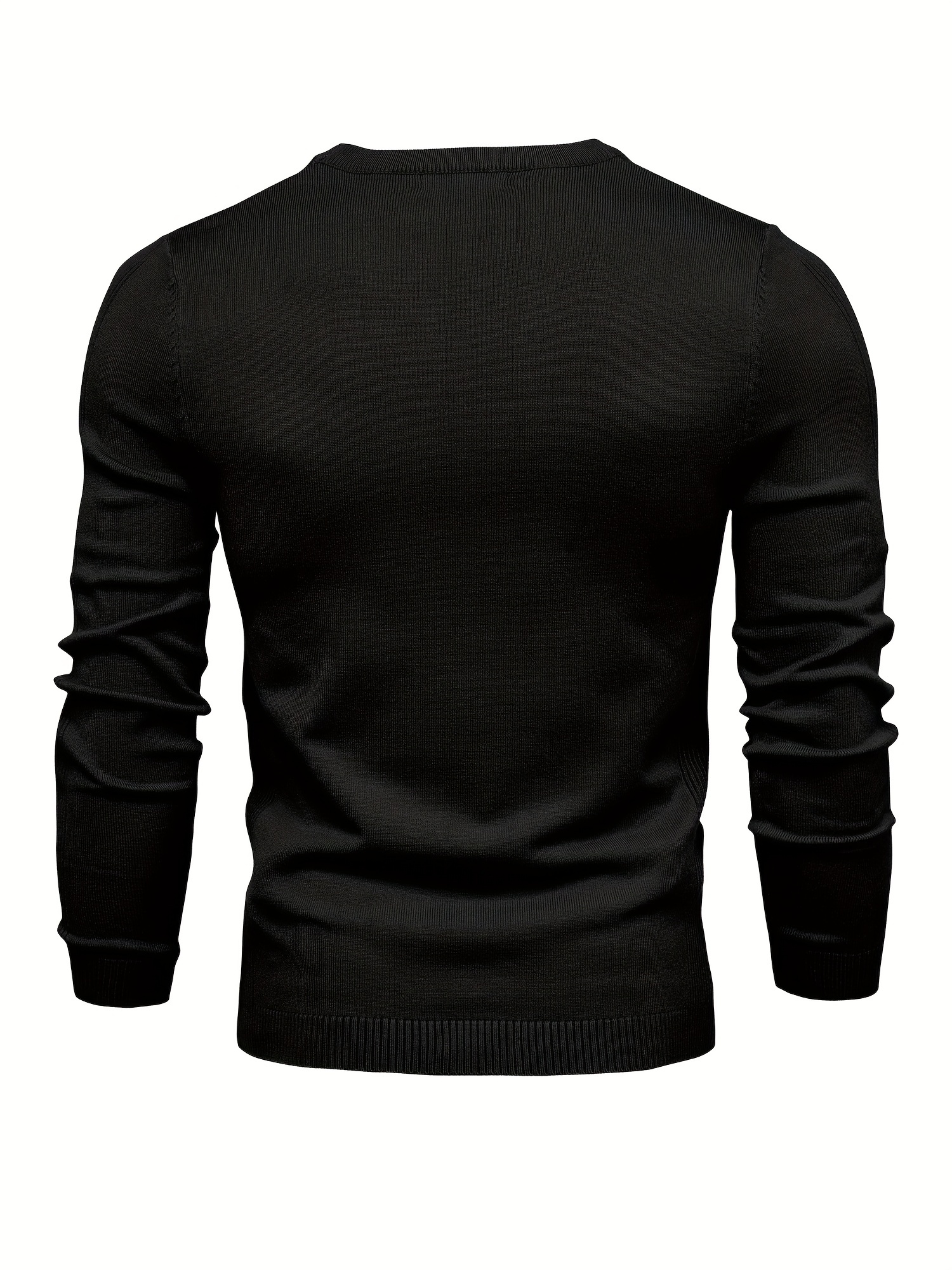 mens solid color crew neck slim fit knit sweater details 3