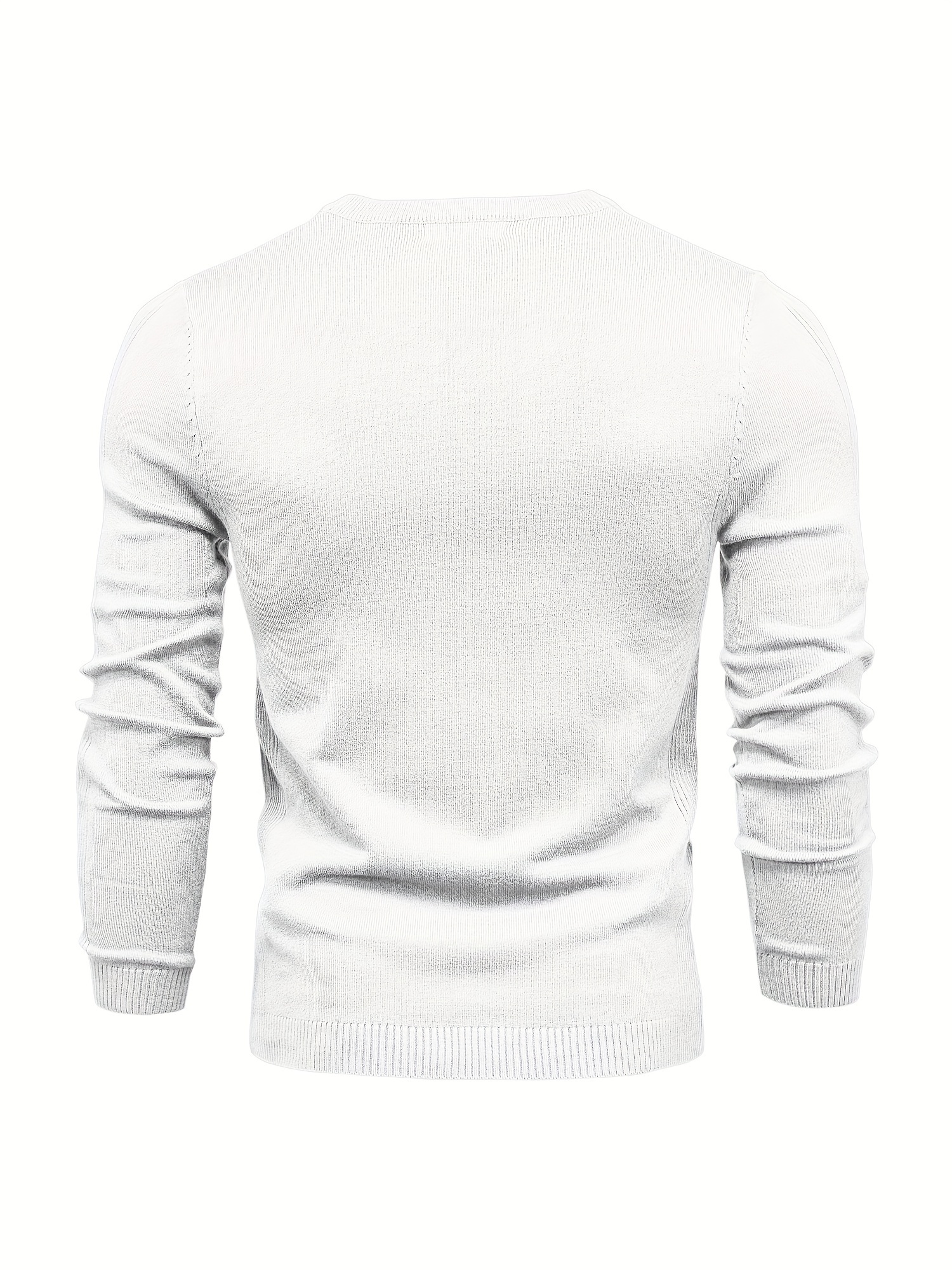 mens solid color crew neck slim fit knit sweater details 7