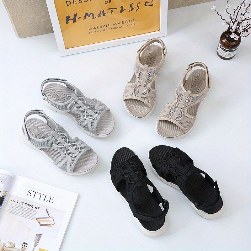 womens breathable mesh sandals casual open toe outdoor sandals womens soft sole flat shoes details 0