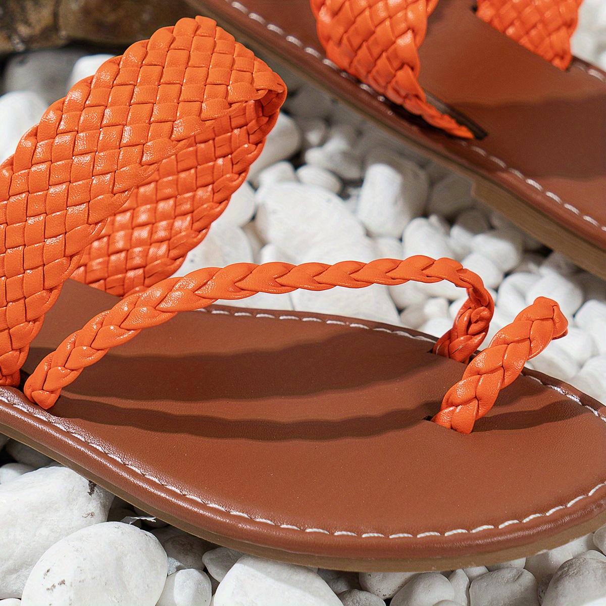 womens loop toe slide sandals lightweight open toe slip on shoes womens braided belt shoes details 11