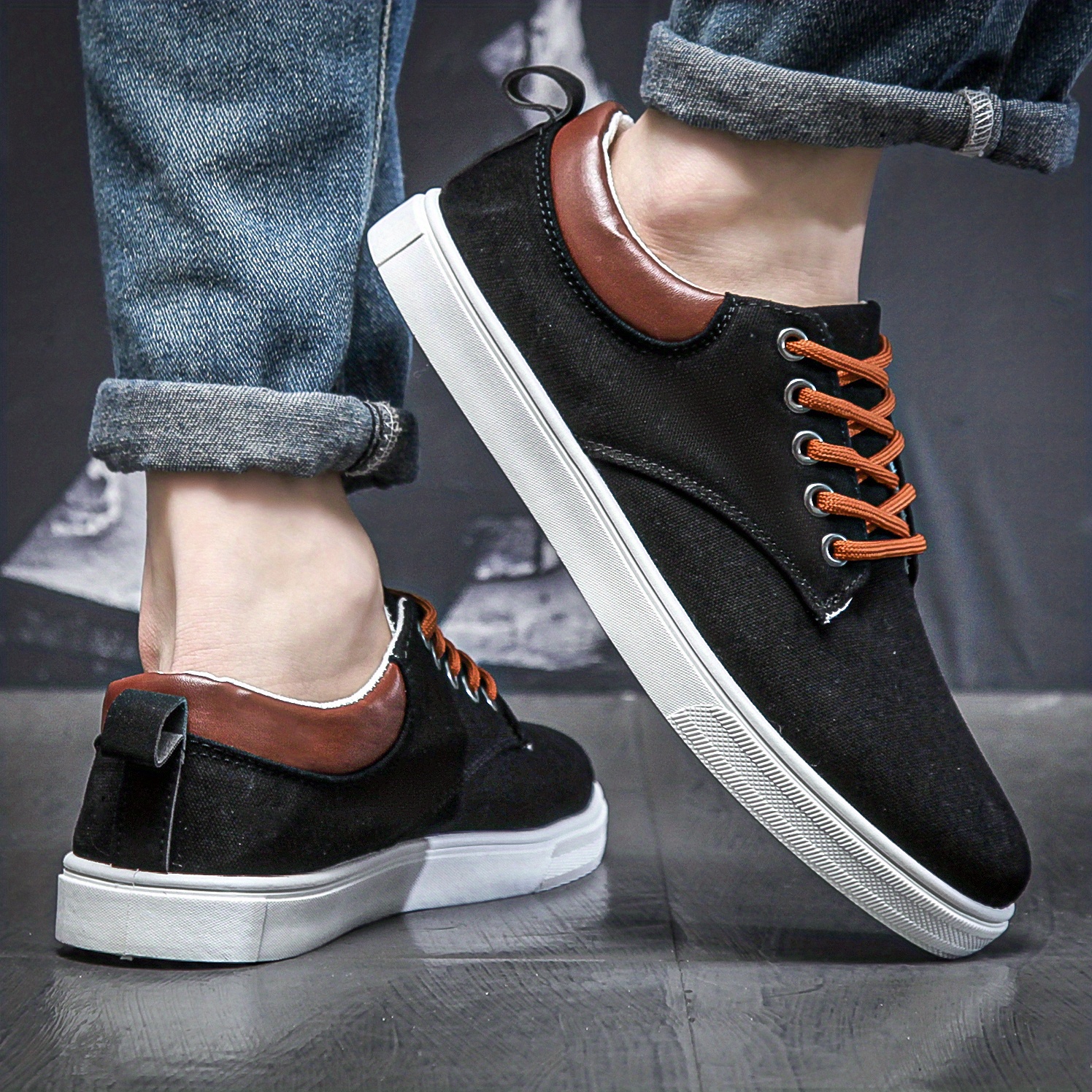 lace canvas sneakers men s skate shoes good grip details 0