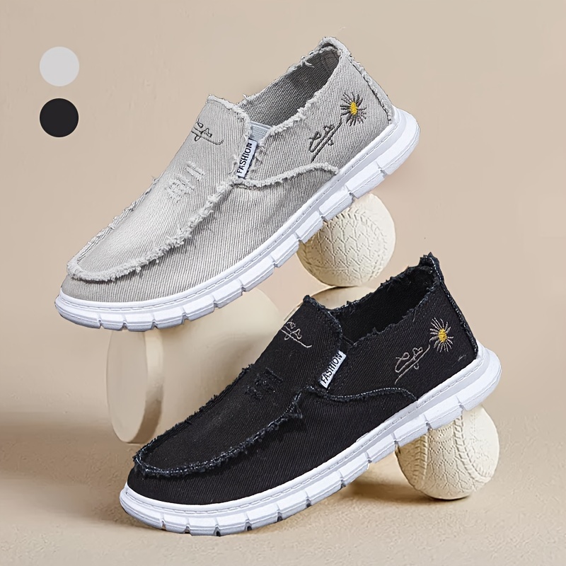 slip canvas shoes men s solid colour woven breathable comfy details 0